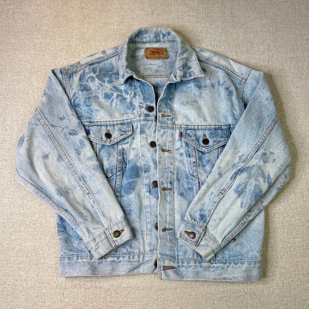 Vintage Levis Acid Wash Denim Trucker Jacket Made in USA Medium 70507 4890